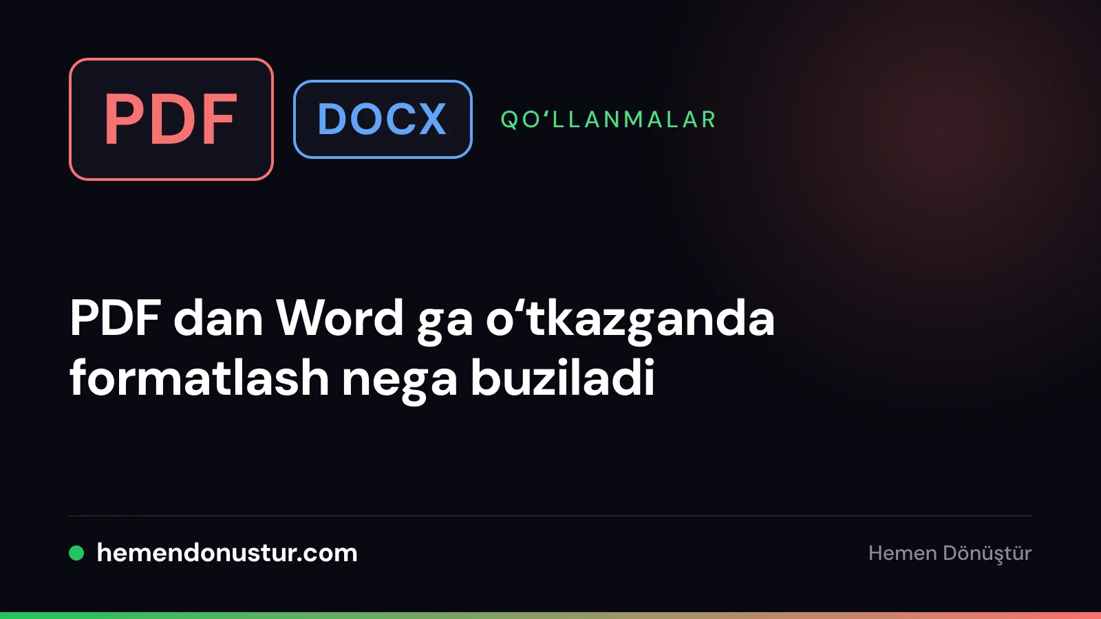 PDF dan Word ga oʻtkazishdagi formatlash muammolari qoʻllanmasi muqovasi